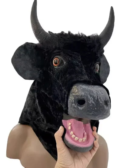 Masque de Taureau Noir en Peluche Articulé