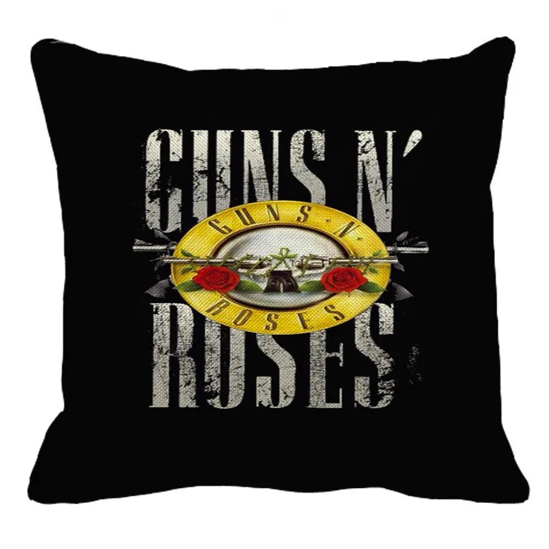 Housse de Coussin Rock Guns N' Roses Crâne et Roses