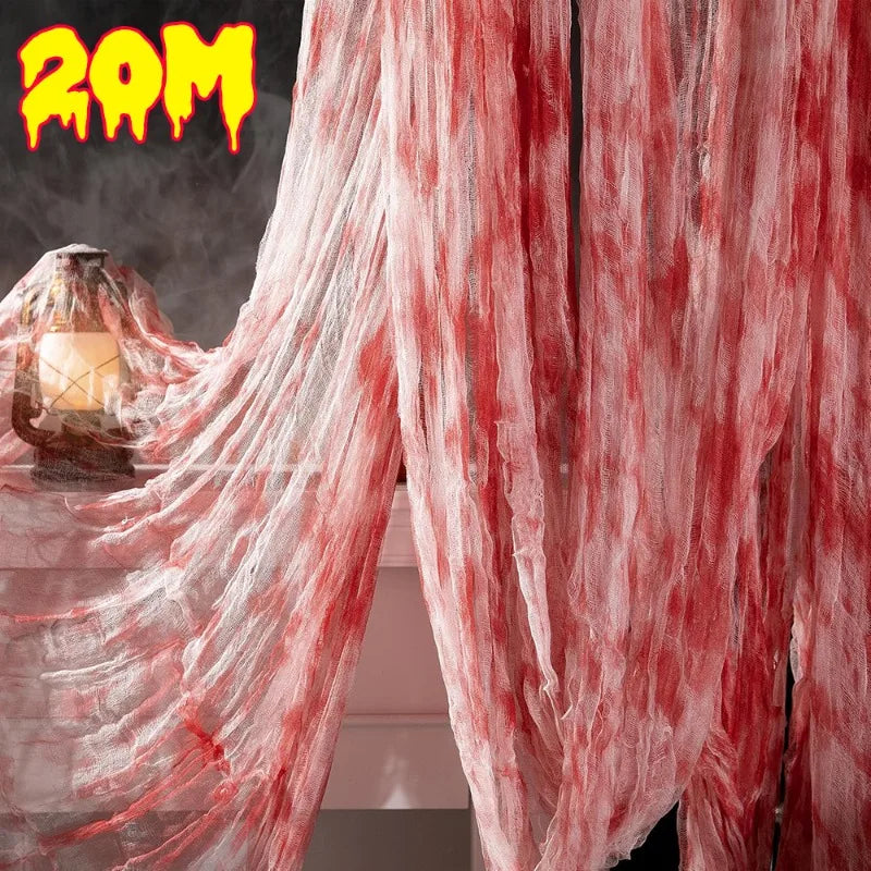 Voile Déchiré Sanglant de 20 Mètres pour Halloween