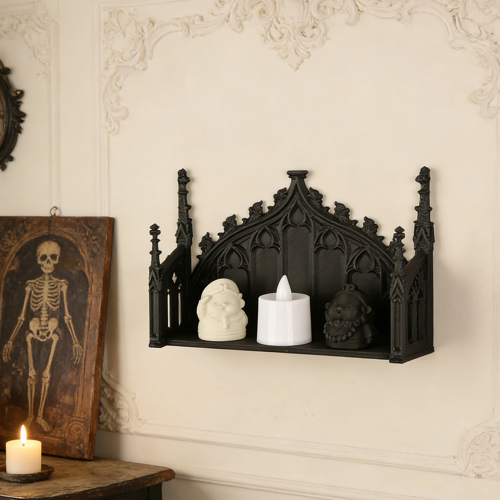 Étagère Murale Gothique Noire à Arcades