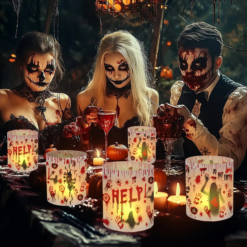 Bougies LED d'Halloween Horreur à Mains et Yeux Sanglants