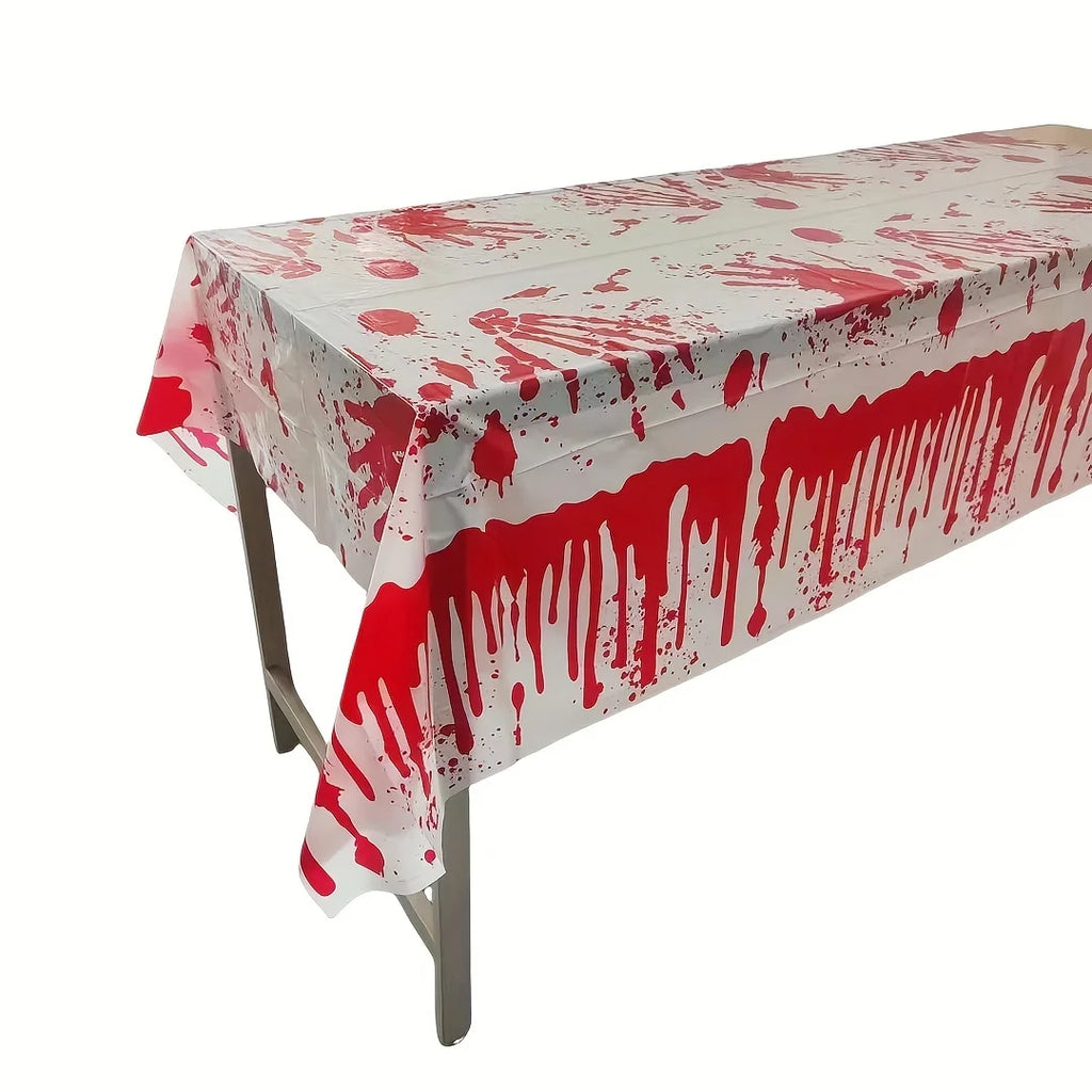 Nappe d'Halloween Blanche et Rouge Sang