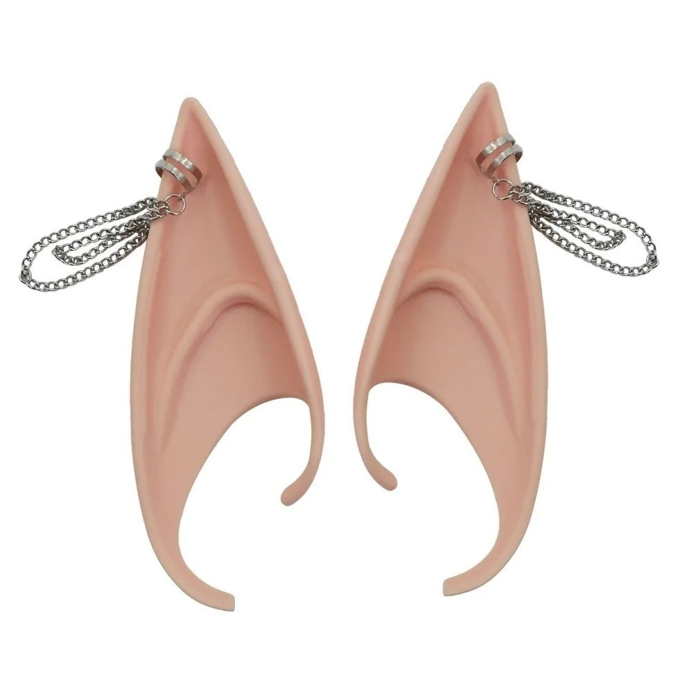 Oreilles d'Elfe en Silicone Rose Chair à Croix et Chaînes