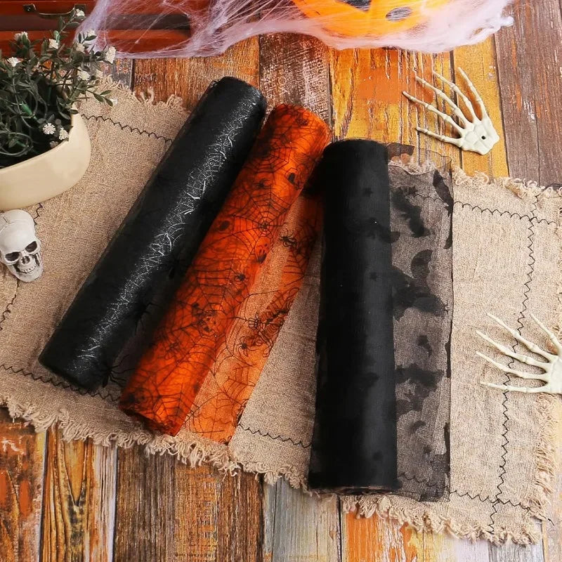 Lot de 6 Rouleaux d'Étoffes d'Halloween Toiles d'Araignée