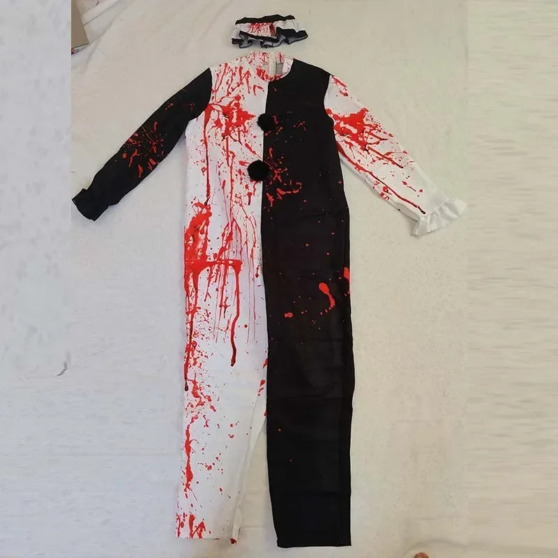 Déguisement de Clown Horreur Bicolore Sanglant et Masque