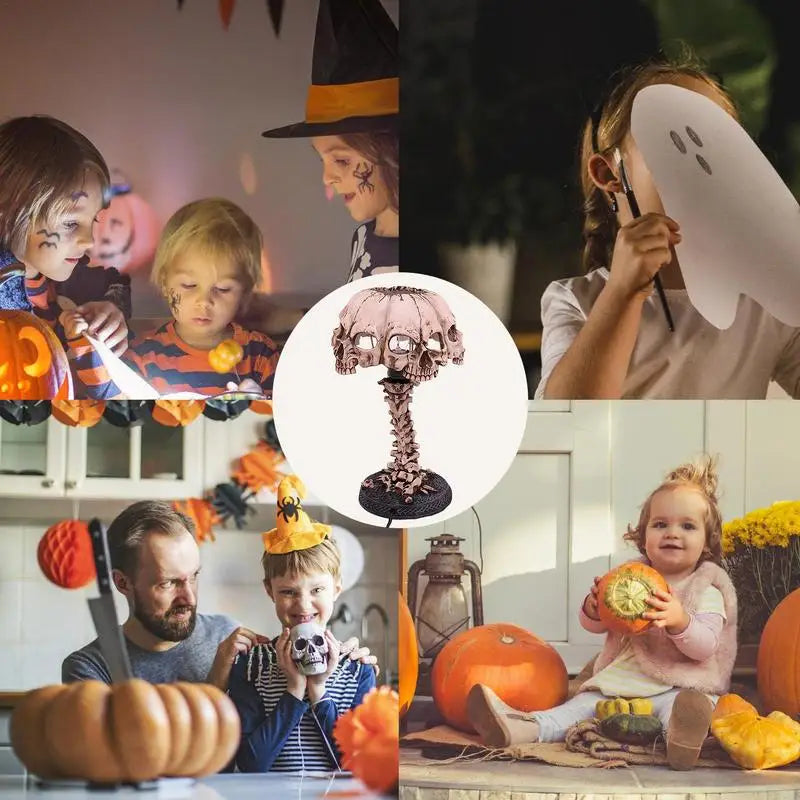 Lampe Gothique Squelette à Têtes de Mort
