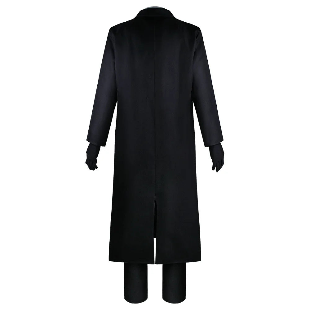Costume Homme Noir avec Trench-Coat et Gants