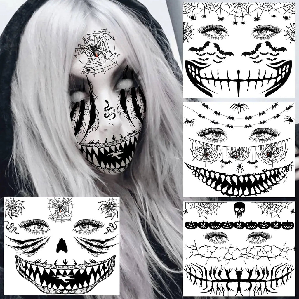 Tatouage Temporaire de Visage Calavera Fleuri