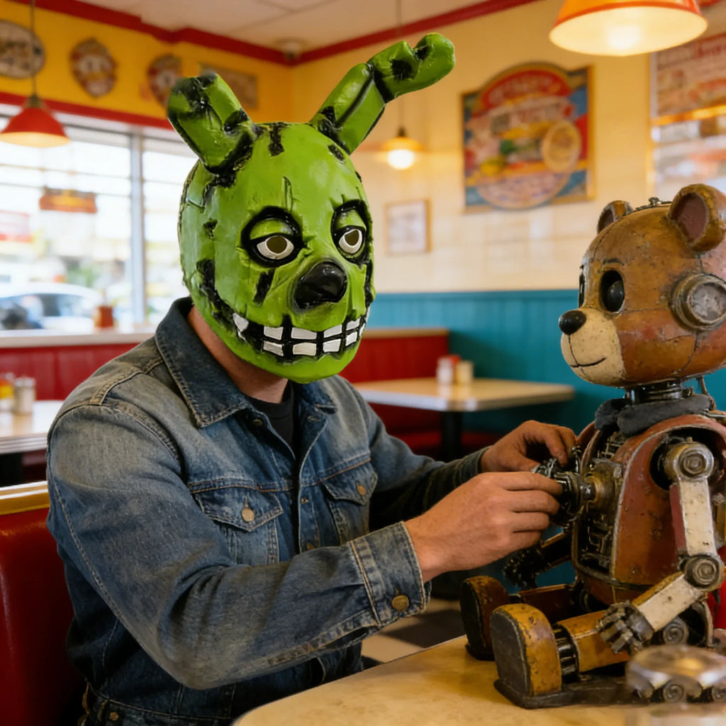 Masque de Lapin Vert Animatronique Effrayant