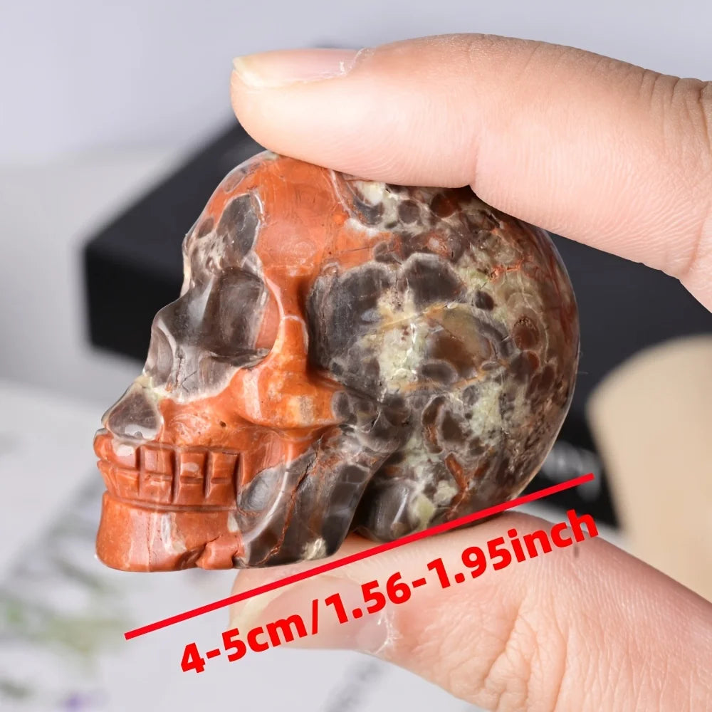 Crâne en Agate Naturelle Veinée Rouge et Grise
