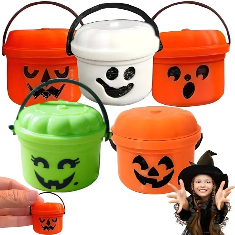Mini Seau à Bonbons Halloween Citrouille et Fantôme