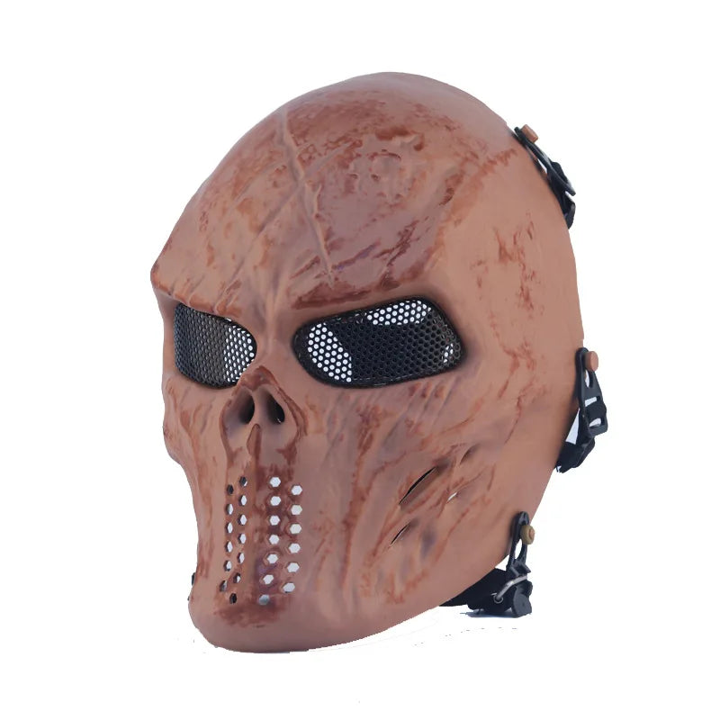 Masque de Crâne Blanc Patiné à Motifs Noirs