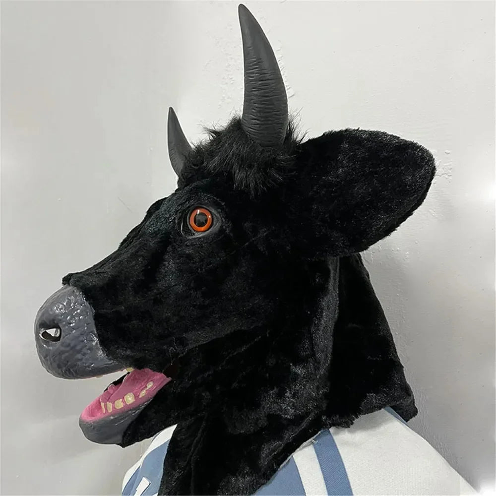 Masque de Taureau Noir en Peluche Articulé