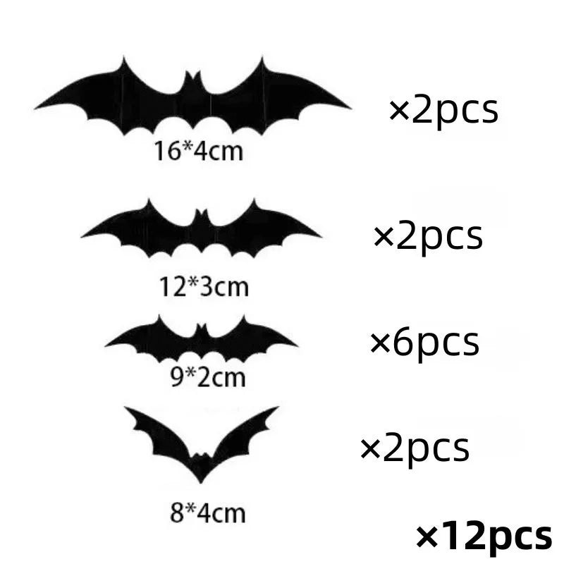 Décorations 3D Chauves-Souris Noires pour Halloween