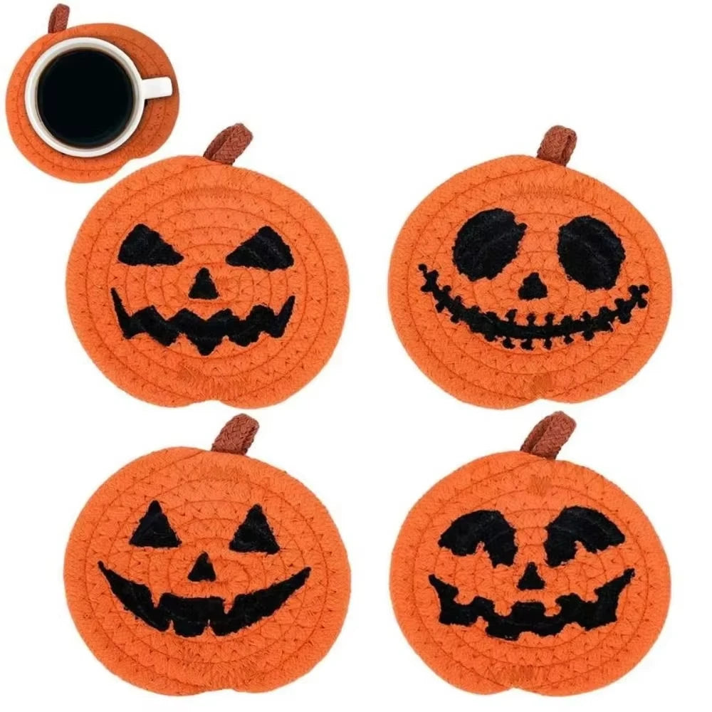 Sous-verres Citrouille Halloween en Tissu Orange