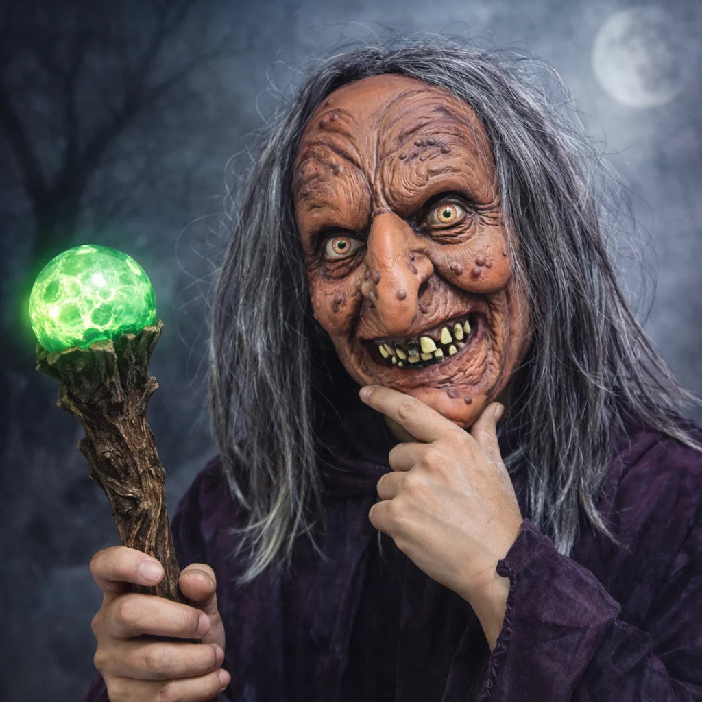 Masque Horrifique de Sorcière à Nez Crochu Réaliste