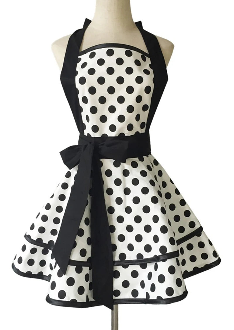 Tablier Rétro Pin-Up à Rayures Noires et Blanches