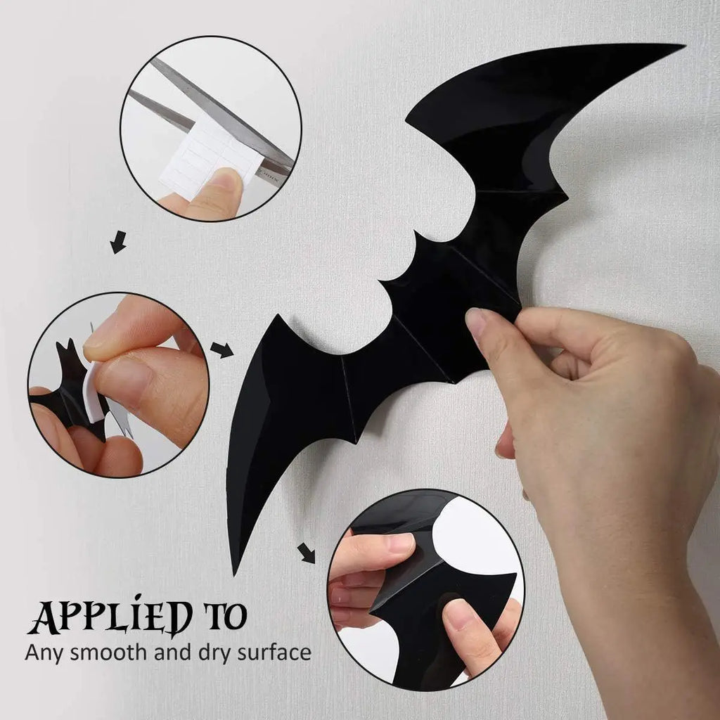 Décorations 3D Chauves-Souris Noires pour Halloween