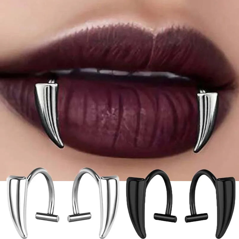 Dents de Vampire en Métal Argenté et Noir