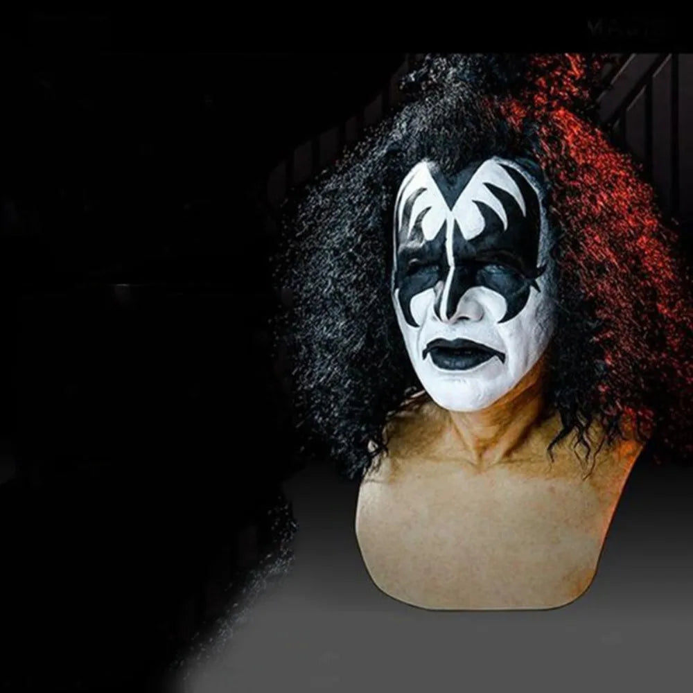 Masque Perruque Le Démon de KISS Noir Rouge