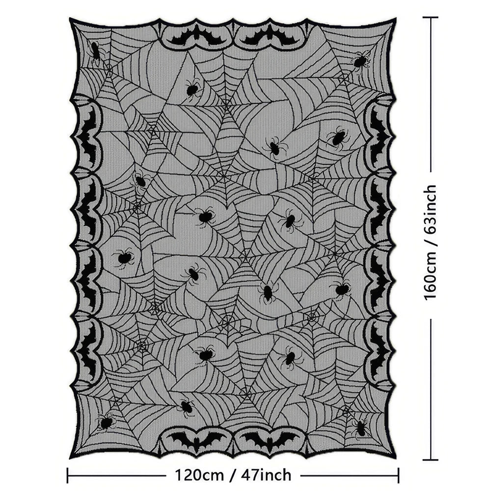 Nappe Halloween en Dentelle Noire Toile d'Araignée