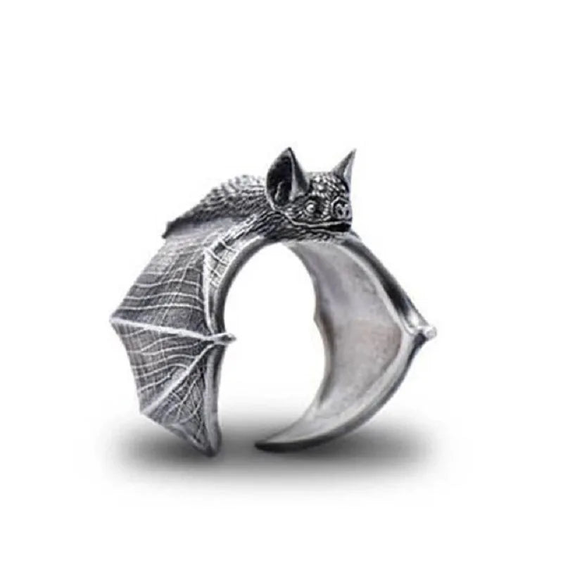 Bague Chauve-souris en Métal Argenté Réglable