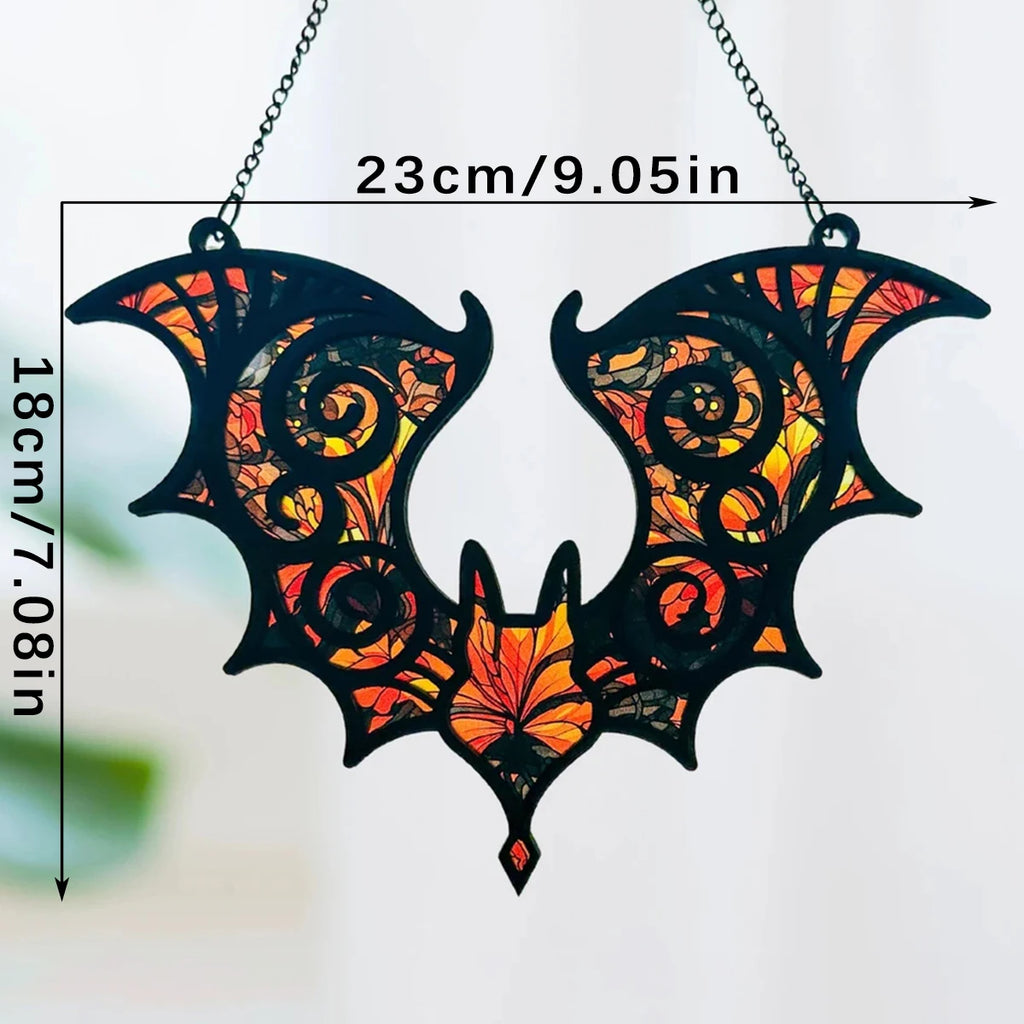 Attrape-Soleil Chauve-Souris aux Motifs Vitrail Vifs