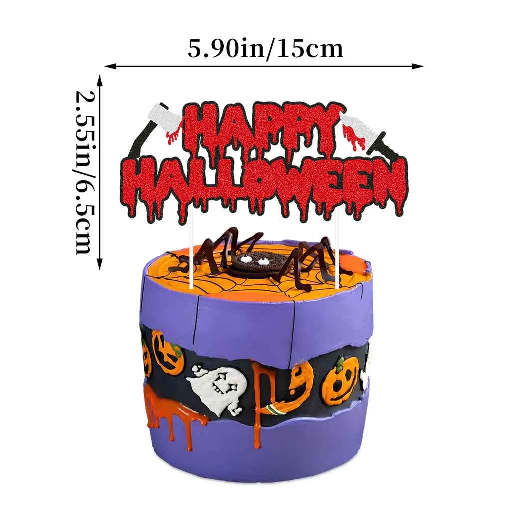 Décorations de Gâteau Halloween Ensanglantées Pailletées