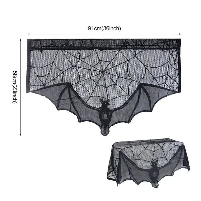 Chemin de Table d'Halloween Toile d'Araignée Chauve-Souris