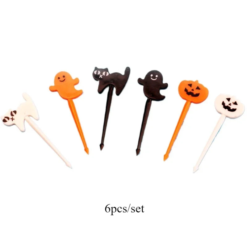 Piques à Gâteaux Halloween Fantômes, Crânes et Citrouilles