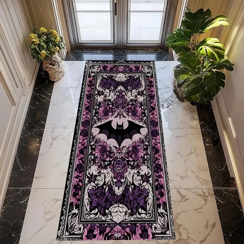 Tapis de Couloir Gothic Violet à Motif Chauve-Souris