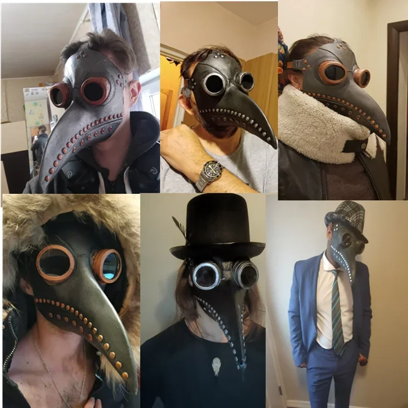 Masque de Peste Steampunk en Simili Cuir Noir