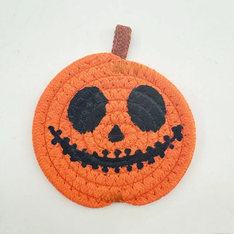 Sous-verres Citrouille Halloween en Tissu Orange