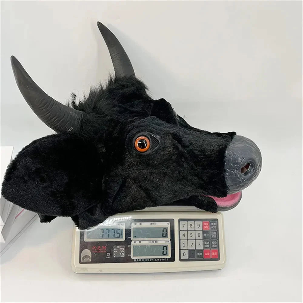 Masque de Taureau Noir en Peluche Articulé