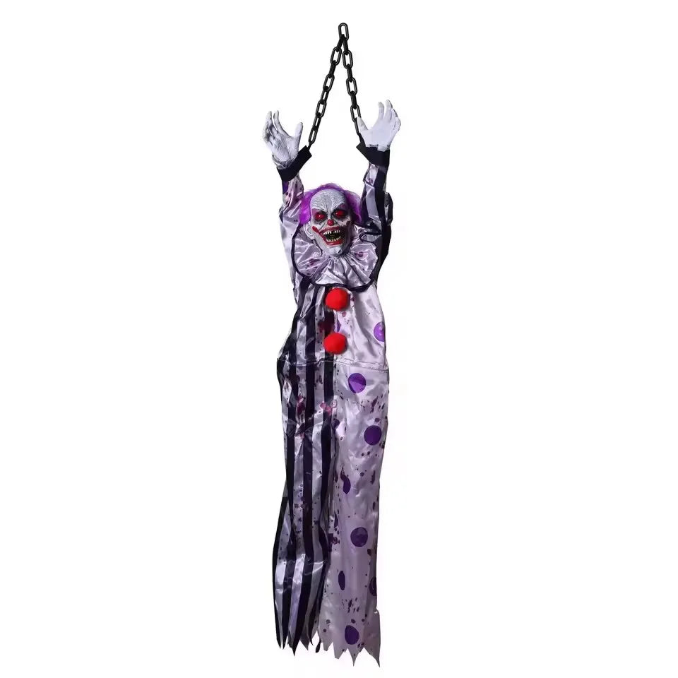 Clown Halloween Horrible Suspendu Sonore à Yeux Rouges
