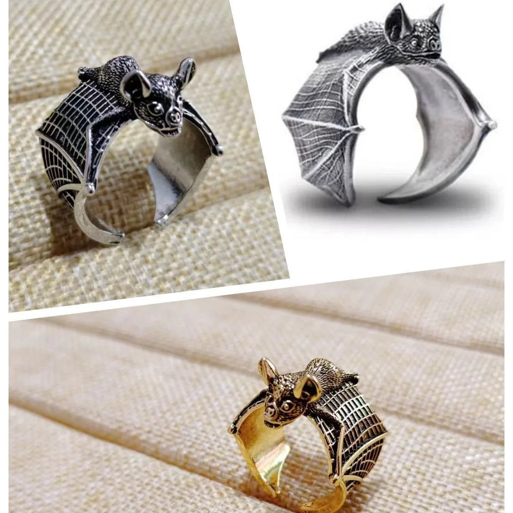 Bague Chauve-souris en Métal Argenté Réglable