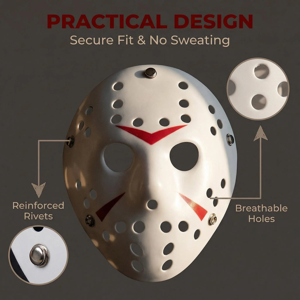 Masque de Hockey Horreur Blanc à Chevrons Rouges