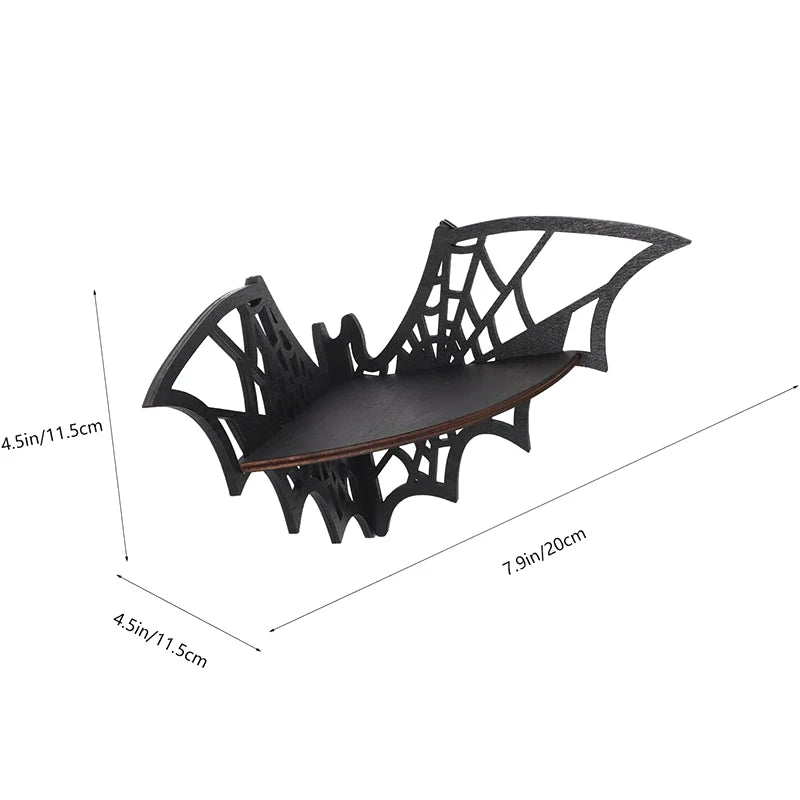 Étagère d'Angle Noire Chauve-souris à Toile d'Araignée