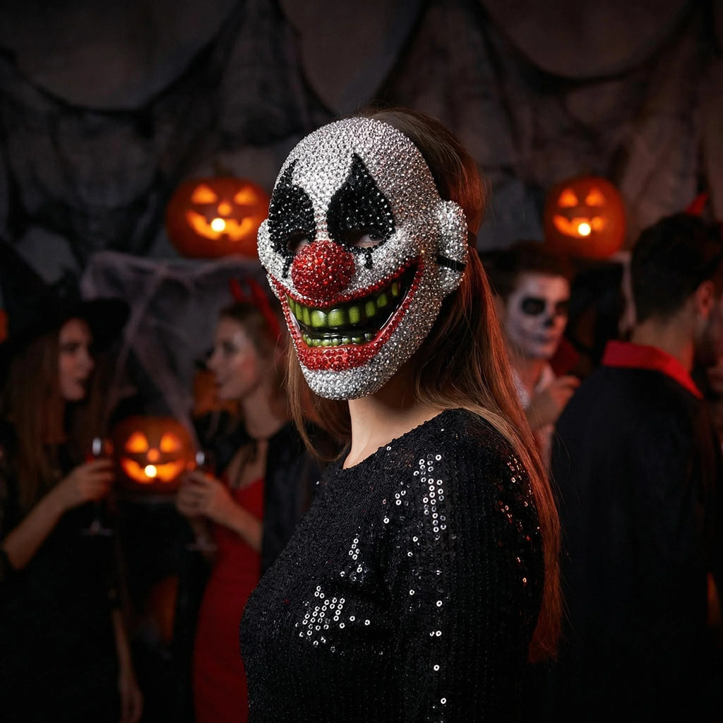 Masque de Clown en Strass Maléfique d'Halloween