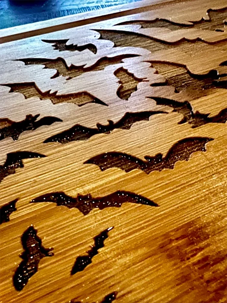 Planche à Découper en Bambou Gravée Chauves-Souris