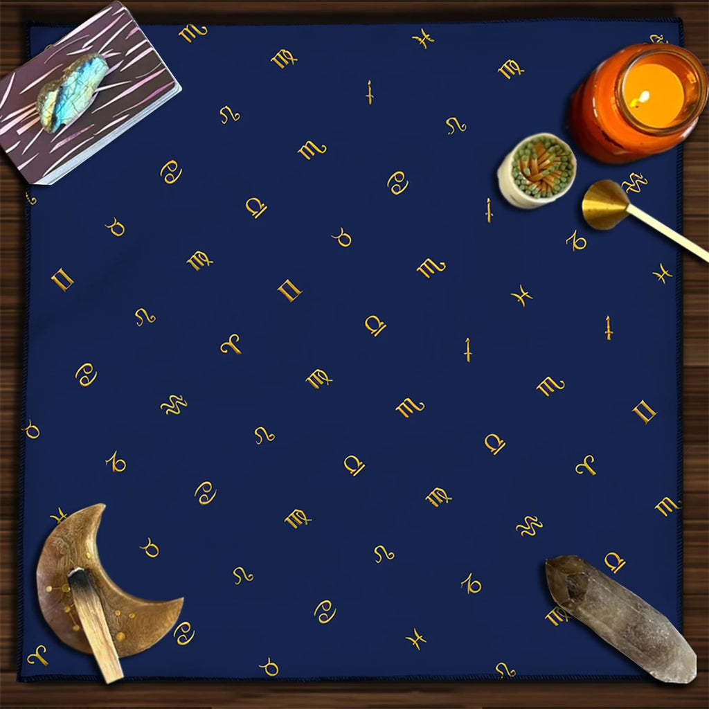 Tapis de Divination Astrologique Noir et Doré