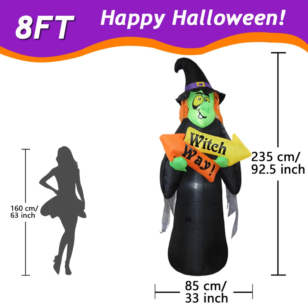Fantôme Gonflable d'Halloween avec Chapeau de Sorcier