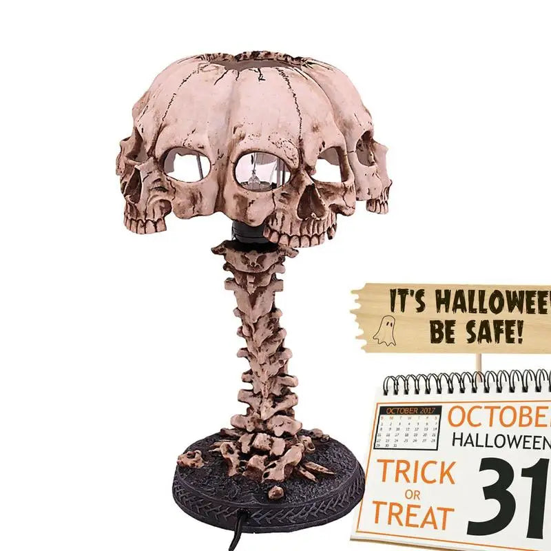 Lampe Gothique Squelette à Têtes de Mort