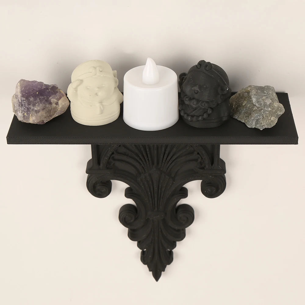 Console Murale Gothique Noire en Fonte Sculptée