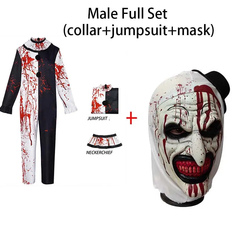 Déguisement Clown Horreur Noir et Blanc Sanglant