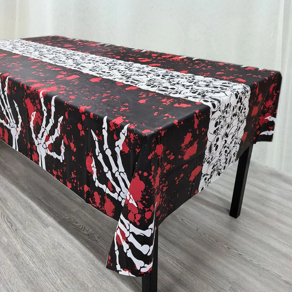Nappe d'Halloween en Plastique Blanc Citrouilles Fantômes