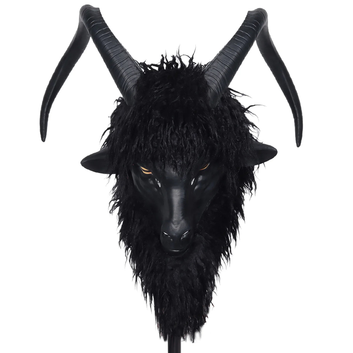Masque de Bouc Noir en Fausse Fourrure à Cornes