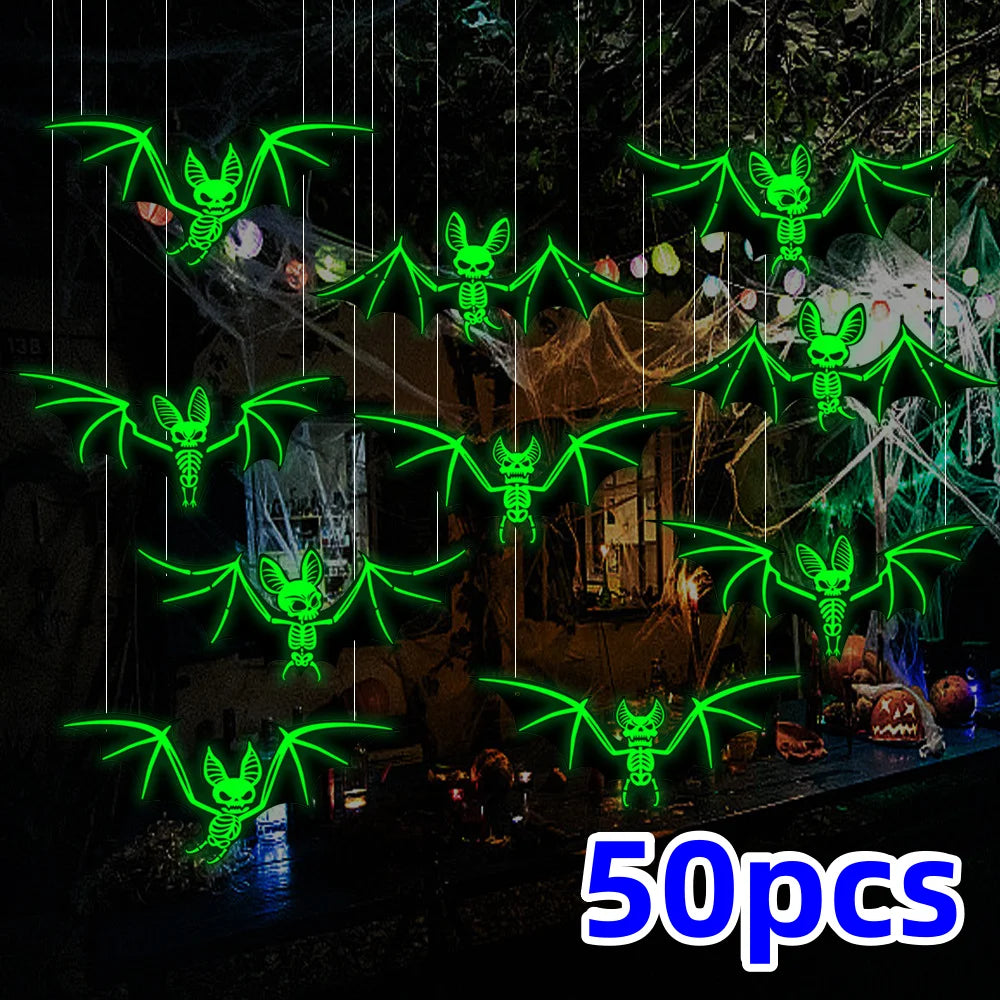 50 Chauves-Souris Squelettes Luminescentes d'Halloween