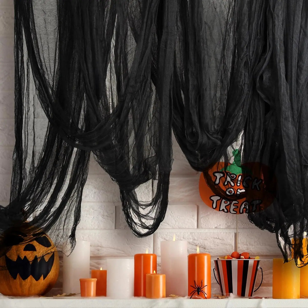 Gaze Noire Déchirée d'Halloween – 12 Pièces
