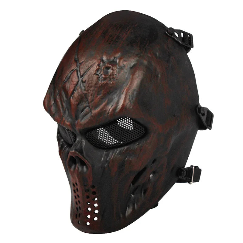 Masque de Crâne Blanc Patiné à Motifs Noirs